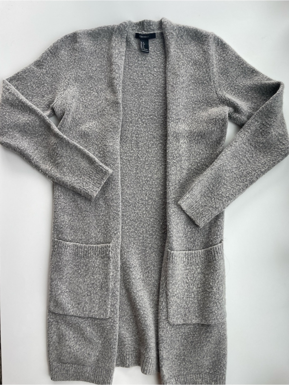 Forever 21 Heather Gray Fuzzy Open Cardigan